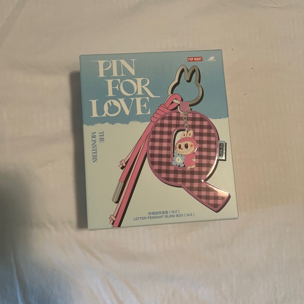 PopMart Labubu Pin For Love Letter “W” Keychain